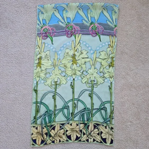 Alphonse Mucha Lily Silk Chiffon Scarf - Picture 1 of 10